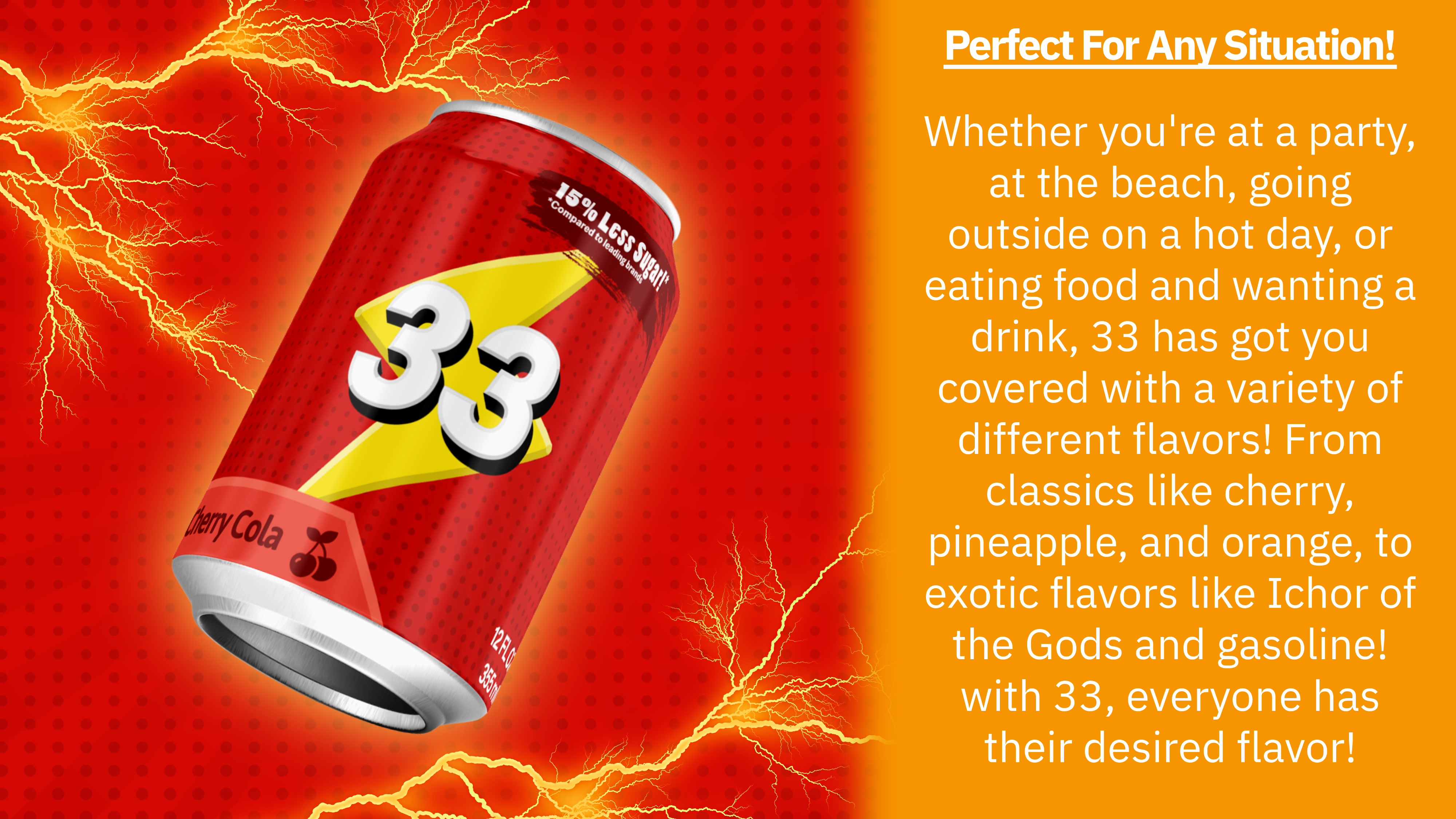 33 Soda Banner, with lighting behind the can of soda