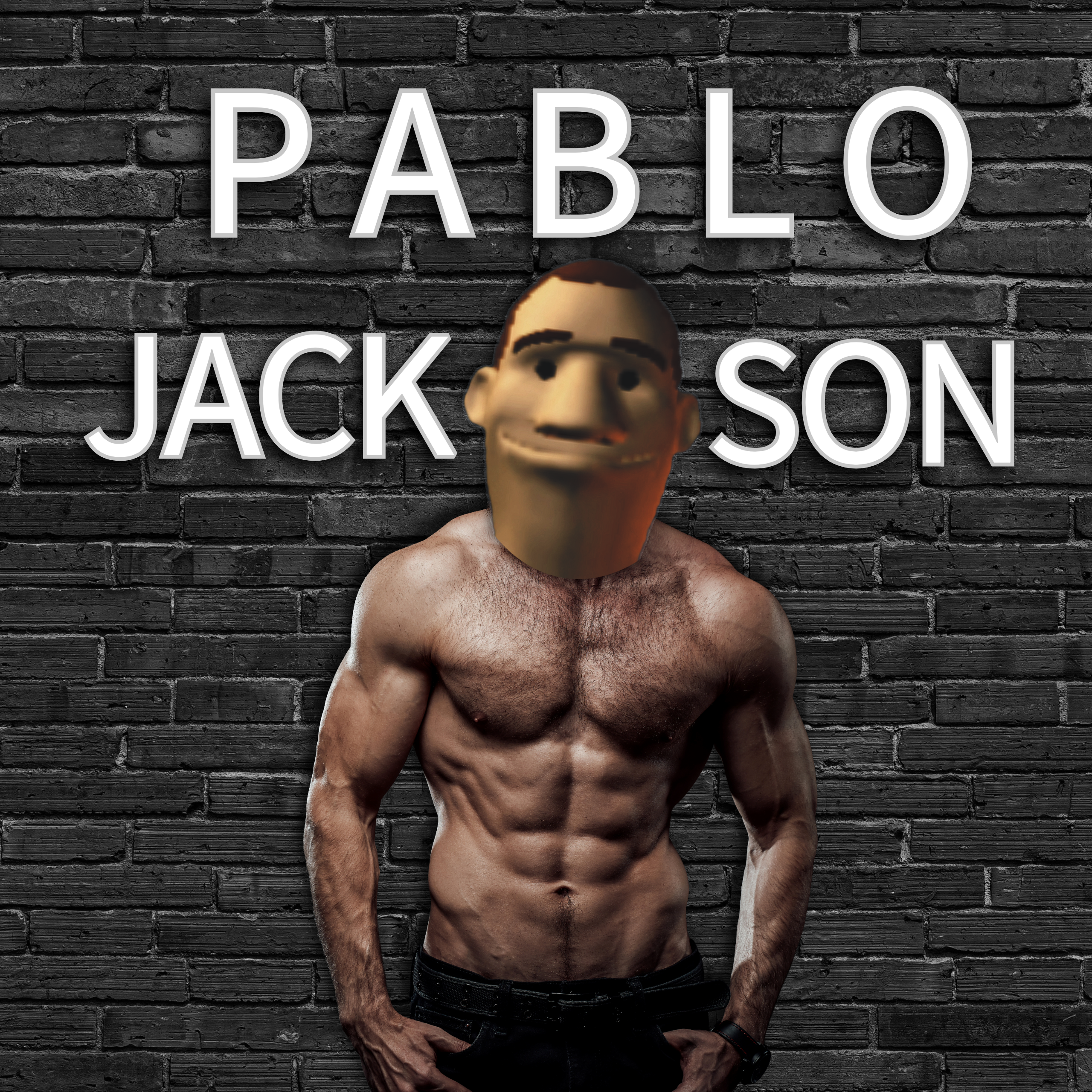 Advertisement of Pablo Jackson being extremely buff, advertising hot Pablos near you